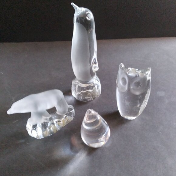 Grouping of 4 Lead Crystal Figurine Paperweights - Picture 3 of 4